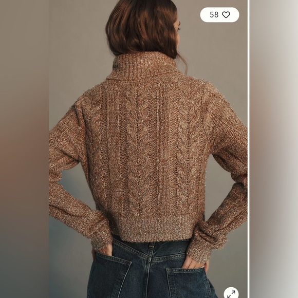 PILCRO | Cableknit Shine Wool Blend Turtleneck Sweater - Picture 3 of 15